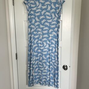 LOFT Blue Dragonfly Print Dress